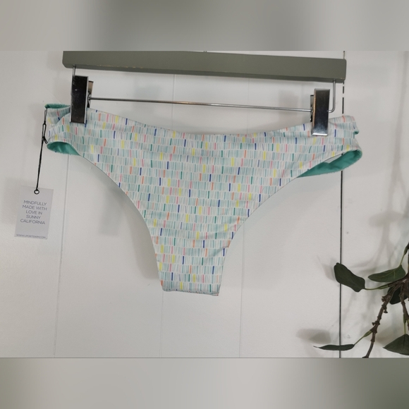 NWT L'PORT Reversible Bikini Set Size Large Tropical Teal & White Confetti Print - Picture 6 of 7